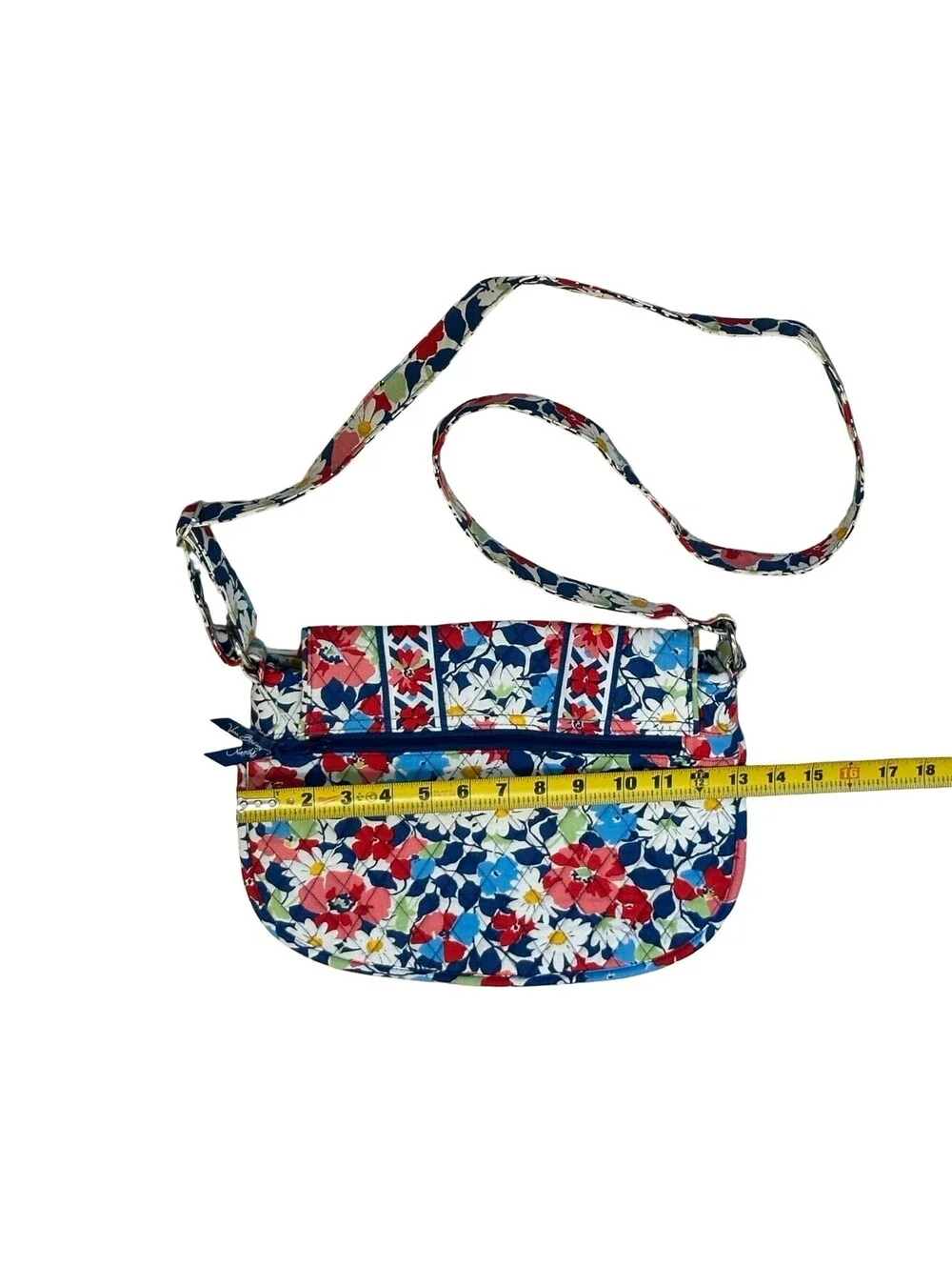 Vera Bradley Large Crossbody Bag Rounded Bottom Floral Multicolor Quilted Cotton
